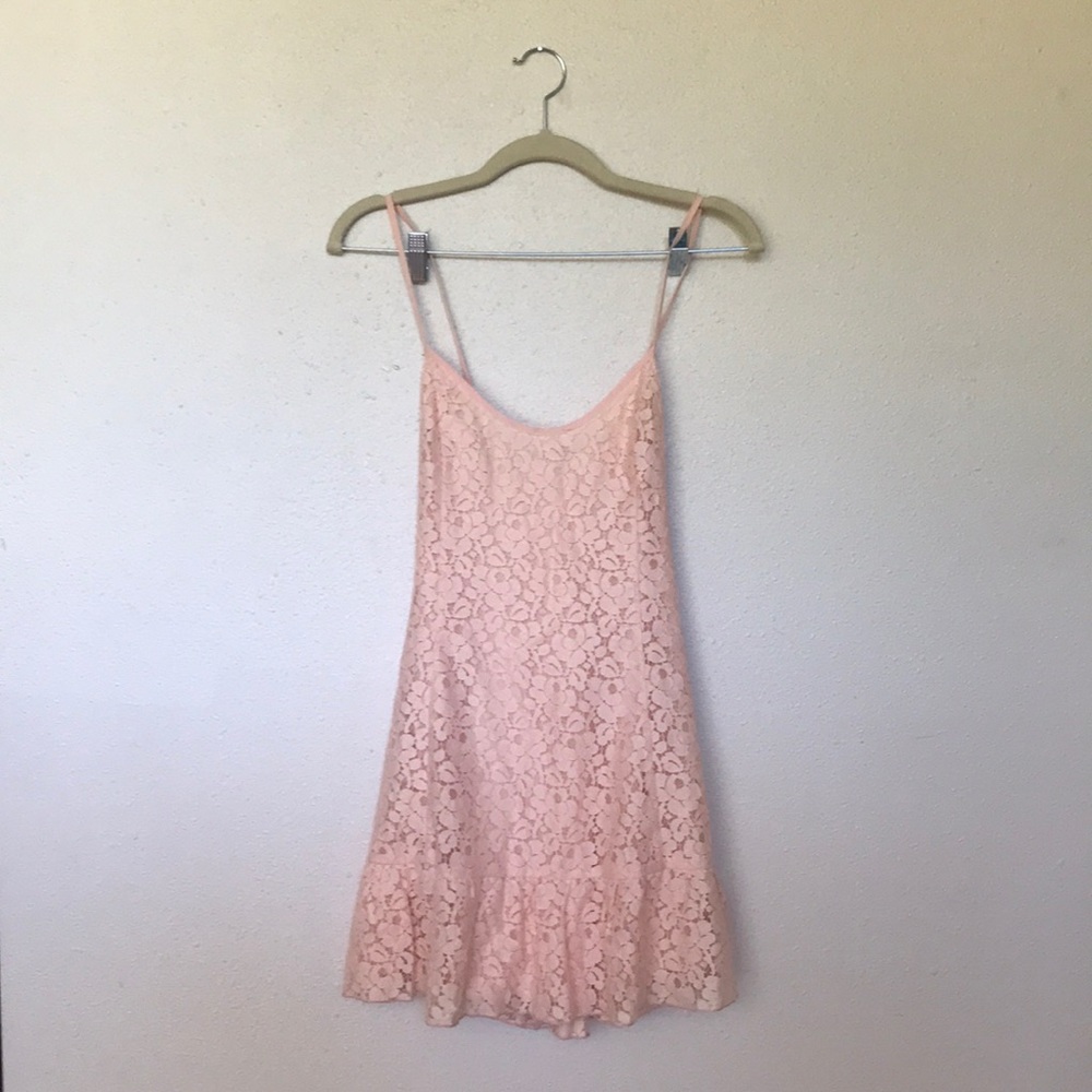 Aritzia Talula Soft Blush Pink Lace Mini Dress